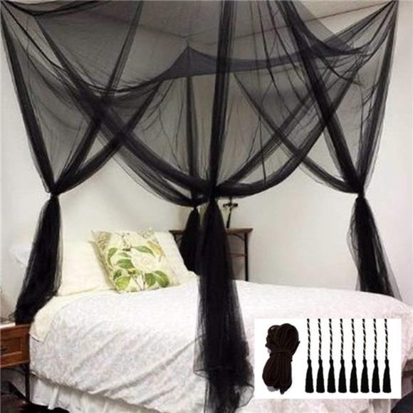 Mosquito NET for Bed Canopy, Four Corner Post Curtains Bed Canopy Elegant Net - Picture 1 of 7